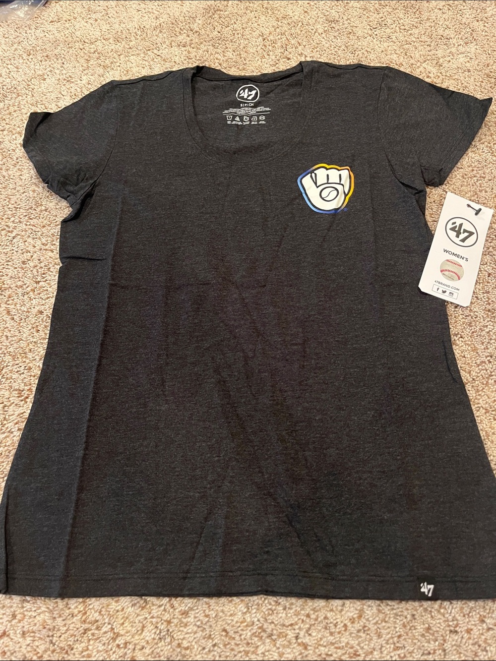 '47 Women's Black Tee with Milwaukee Glove Accent